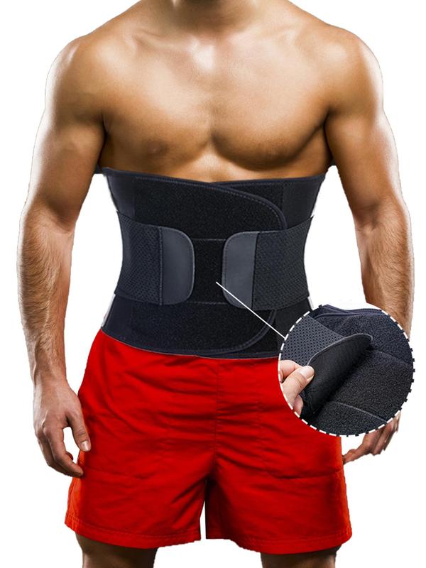 Men's Solid Velcro Waist Trainer, Casual Comfortable Breathable Waist Cincher, Tummy Control Shaper for Men