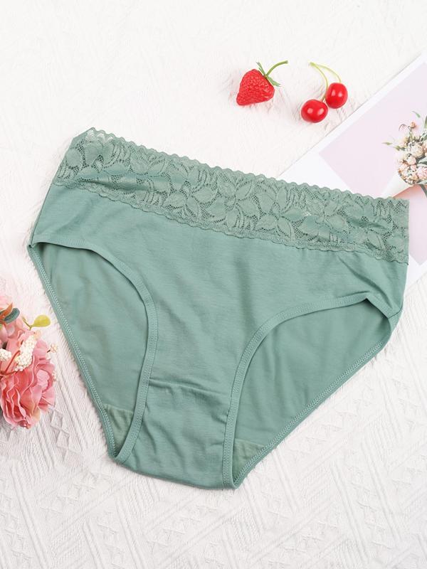 Women's Contrast Lace Panty, Soft Comfy Breathable Knicker for Daily Wear, Underwear for All Seasons