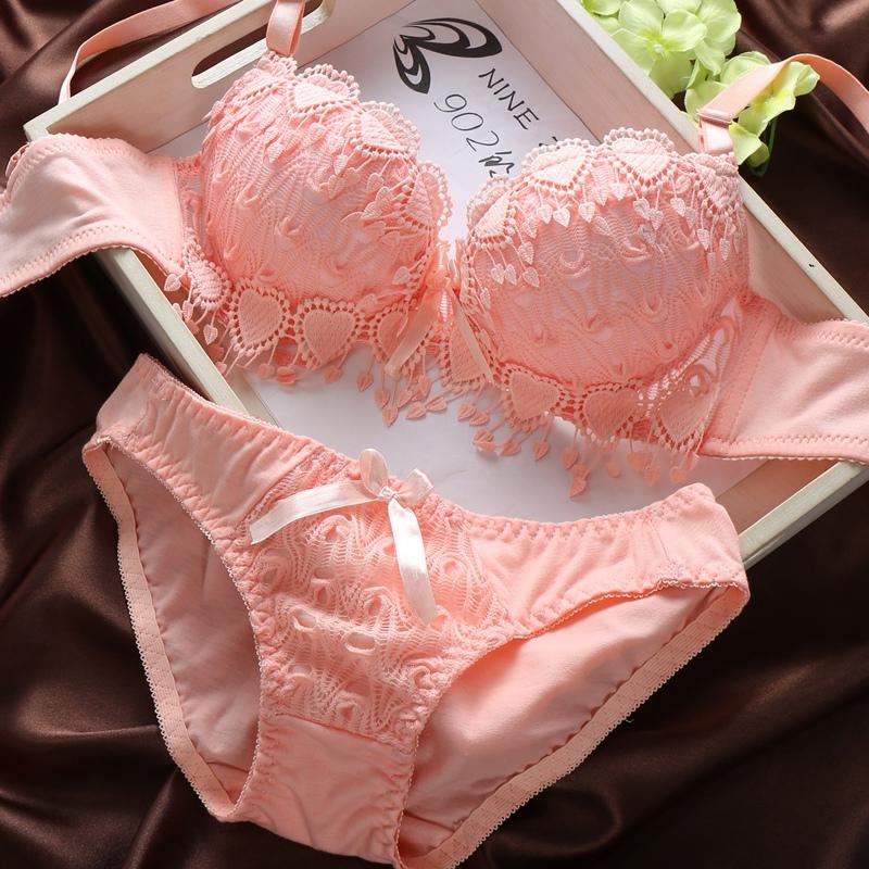 Sexy Floral Lace Push Up Bra Set - Thin Cup, Comfortable Underwear for Women Womenswear Straight