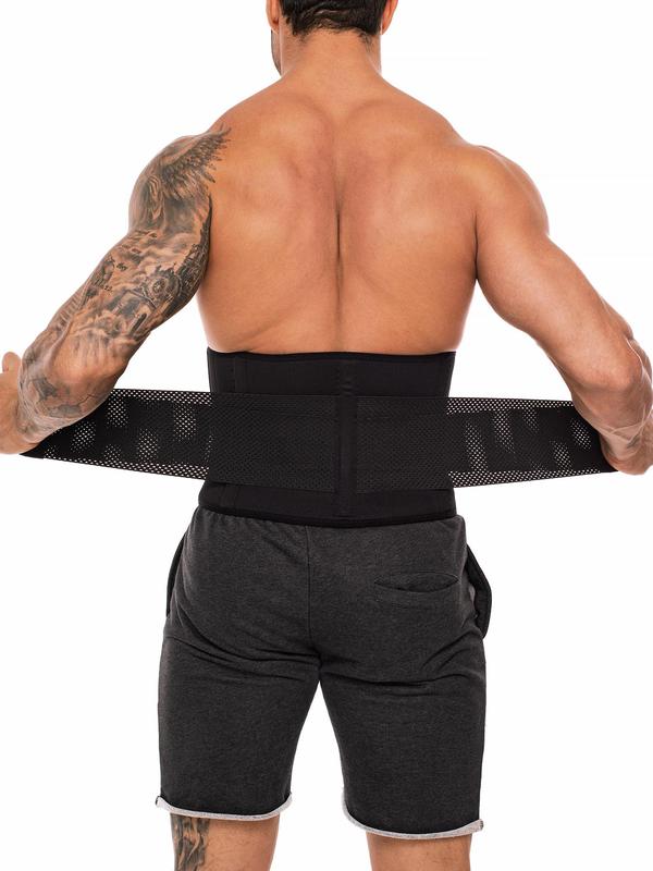 Men's Solid Velcro Waist Trainer, Casual Comfortable Breathable Waist Cincher, Tummy Control Shaper for Men