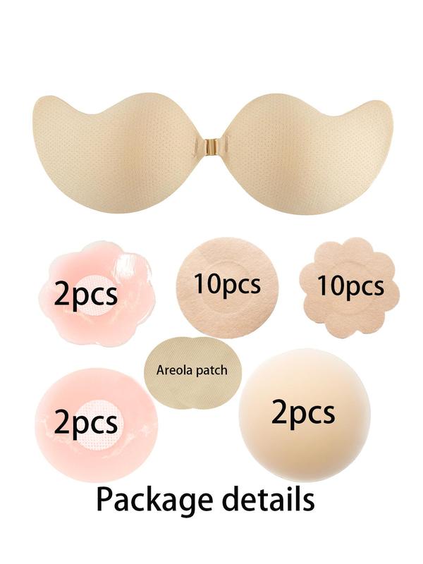 Women's Solid Color Strapless Silicone Adhesive Bra, Invisible Self Adhesive Nipple Bralette, Summer Wear 2024, Water Bra, Lingerie Accessories for Wedding Party