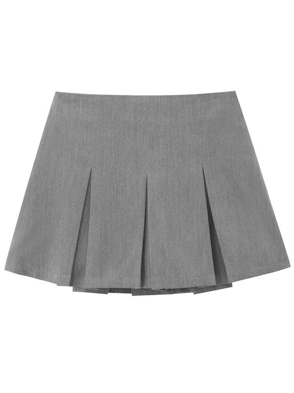 Women's Solid Preppy Fashion Pleated Skorts, Minimalist Basic Lady Skirt, Fashion Womenswear, Casual Shorts for Daily Outdoor Wear, Women Bottoms for Summer Spring Fall