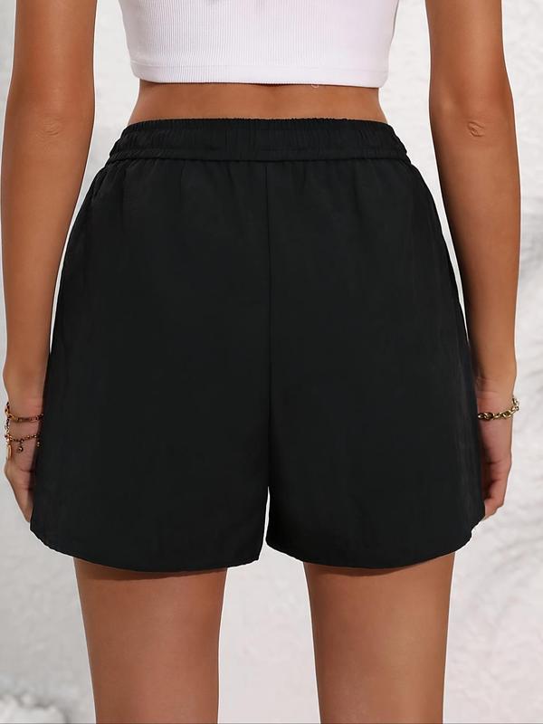 Women's Solid Drawstring Waist Shorts, Casual Pocket Shorts for Summer, Fashion Women's Bottoms for Daily Wear