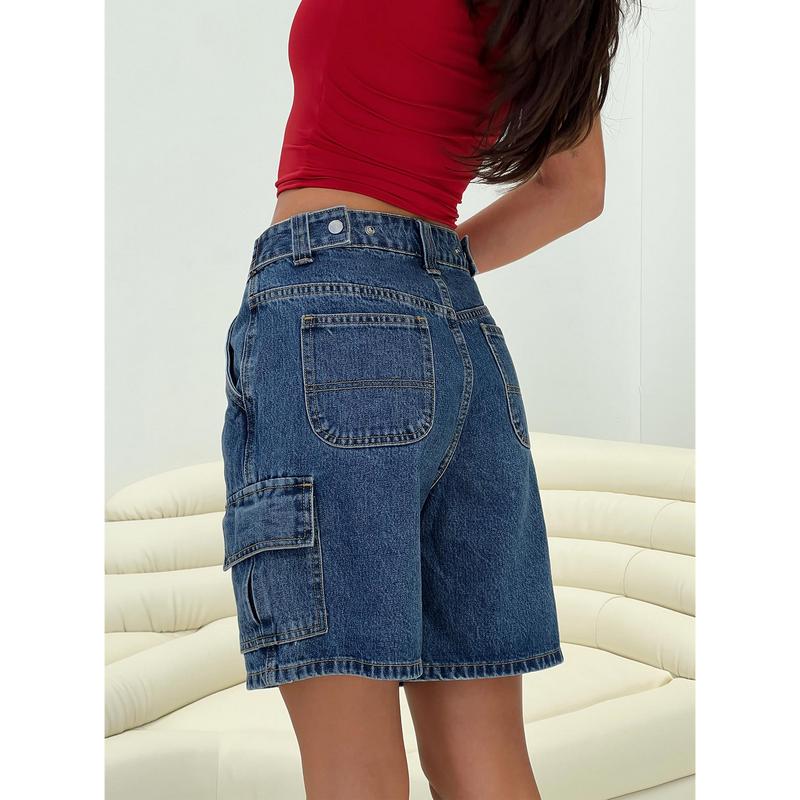 Mika Carpenter Denim Shorts Mid Wash