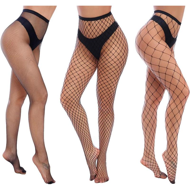 Womens High Waist Tights Fishnet Stockings Thigh High Pantyhose