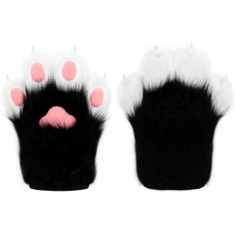 Faux  Plush Furry  Claw Gloves Fursuit  Fox Paws Mittens Halloween  Costume Accessories for Adult