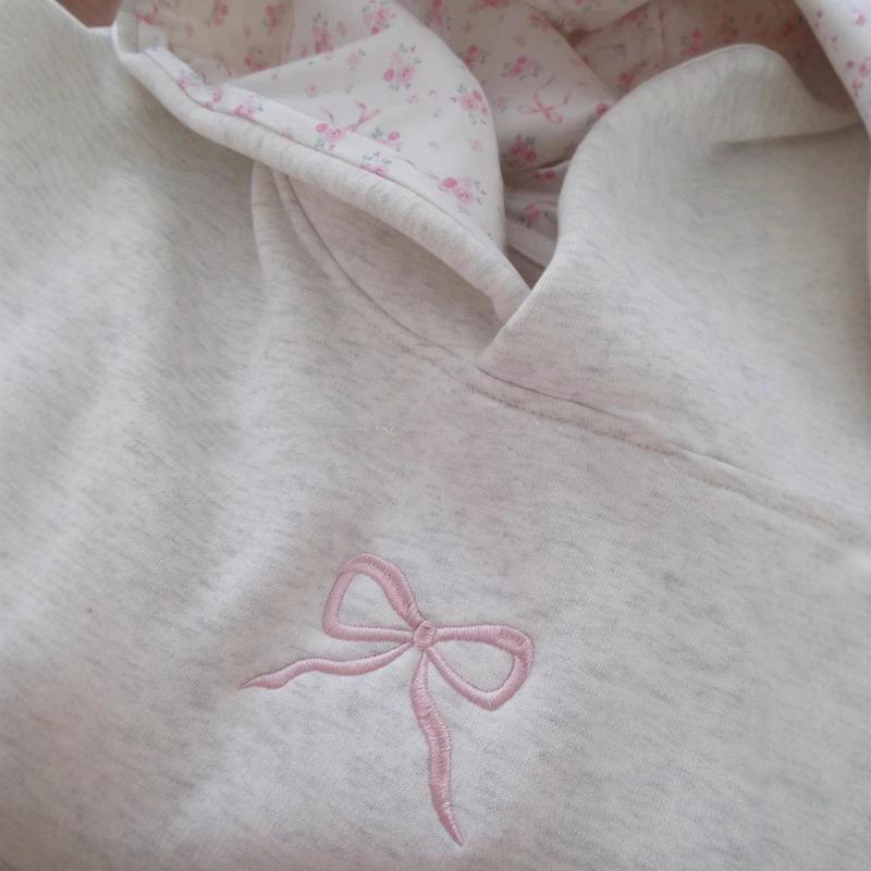 Women's pink bow hoodie sweet casual fall winter hoodie-cozy warm women's fashion pullover