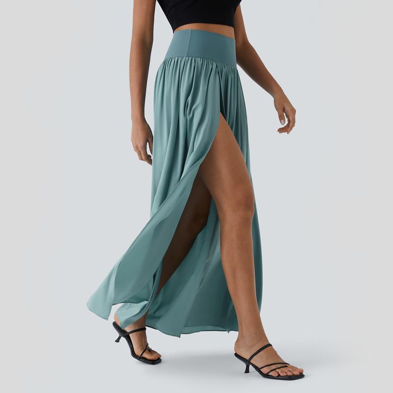 Halara Breezeful™ High Waisted Plicated Split 2-in-1 Flowy Quick Dry Maxi Casual Skirt