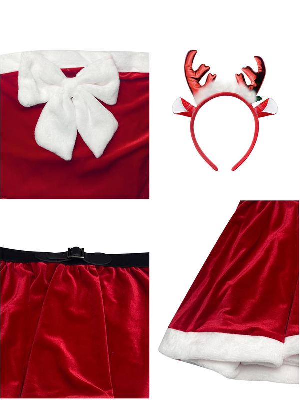 Women's Christmas Themed Outfit, Sexy Bow Decor Maid Costume Set, Festive Role Play Costume Set for Party Holiday Vacation, Ladies Underwear & Sleepwear