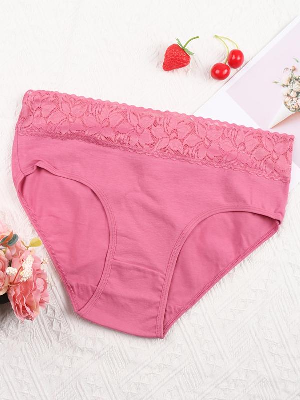 Women's Contrast Lace Panty, Soft Comfy Breathable Knicker for Daily Wear, Underwear for All Seasons