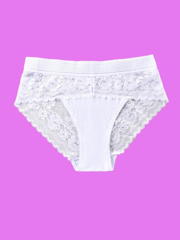  Contrast Lace Panty, Breathable Comfortable Knicker for Daily Wear, Women's Underwear for All Seasons