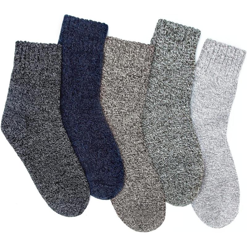 5 Pairs Wool Socks for Women Winter Warm Socks Thick Knit Cabin Crew Soft Boot Socks Gifts Comfort Cotton Womenswear Cute