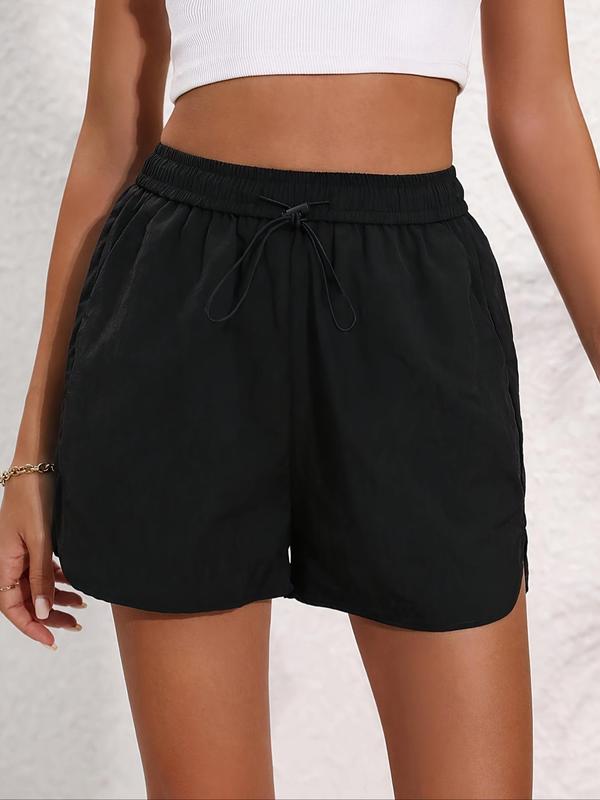 Women's Solid Drawstring Waist Shorts, Casual Pocket Shorts for Summer, Fashion Women's Bottoms for Daily Wear