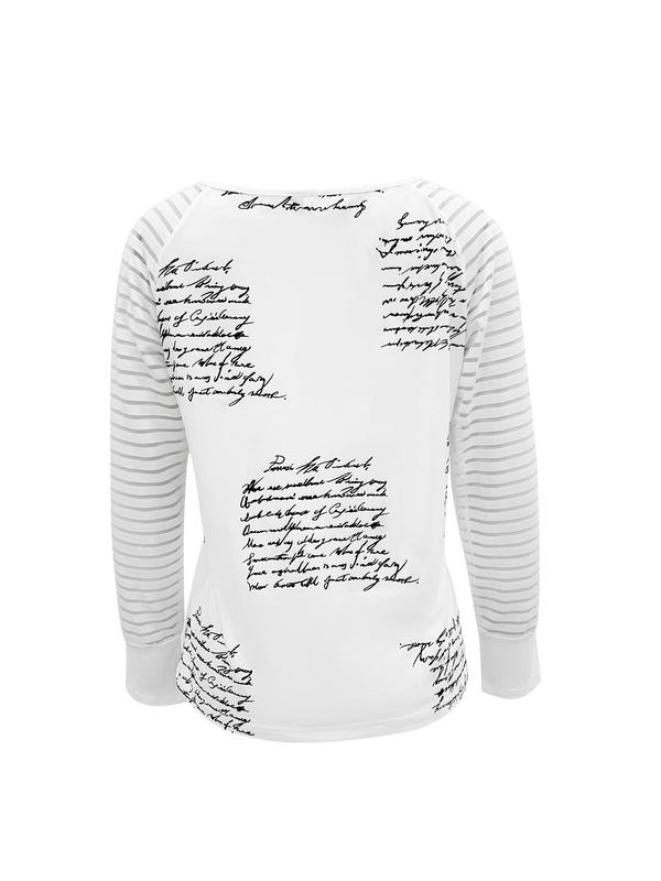 Women's Letter & Striped Print Zipper Raglan Sleeve Tee, T Shirts for Women, Casual Long Sleeve V Neck T-shirt for Spring & Fall, Summer Tops, Summer Clothes, Fashion Women's Top for Daily Wear