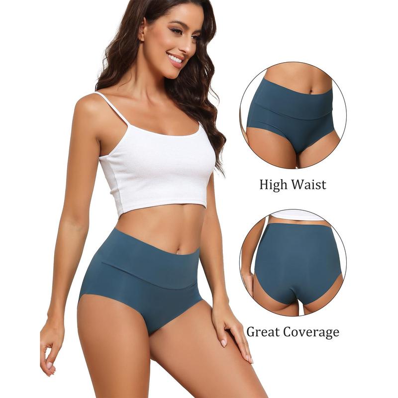 LEVAO Women's High Waist Seamless Underwear Full Coverage Brief No Show Panties Sexy Comfortable Pantie Multi 6 Pack S-XXL