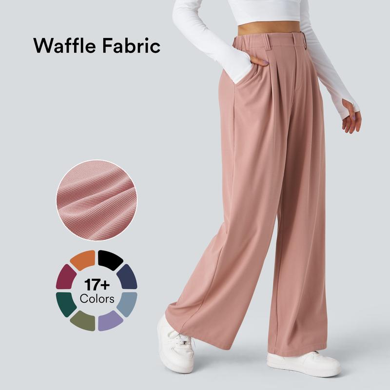 Halara 3-Piece  Flex High Waisted Side Pocket Wide Leg Waffle Work Pants Set