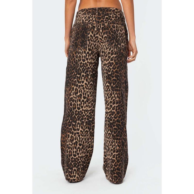 Leopard Printed Low Rise Jeans