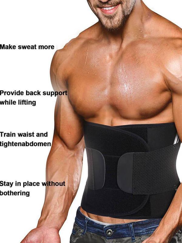 Men's Solid Velcro Waist Trainer, Casual Comfortable Breathable Waist Cincher, Tummy Control Shaper for Men