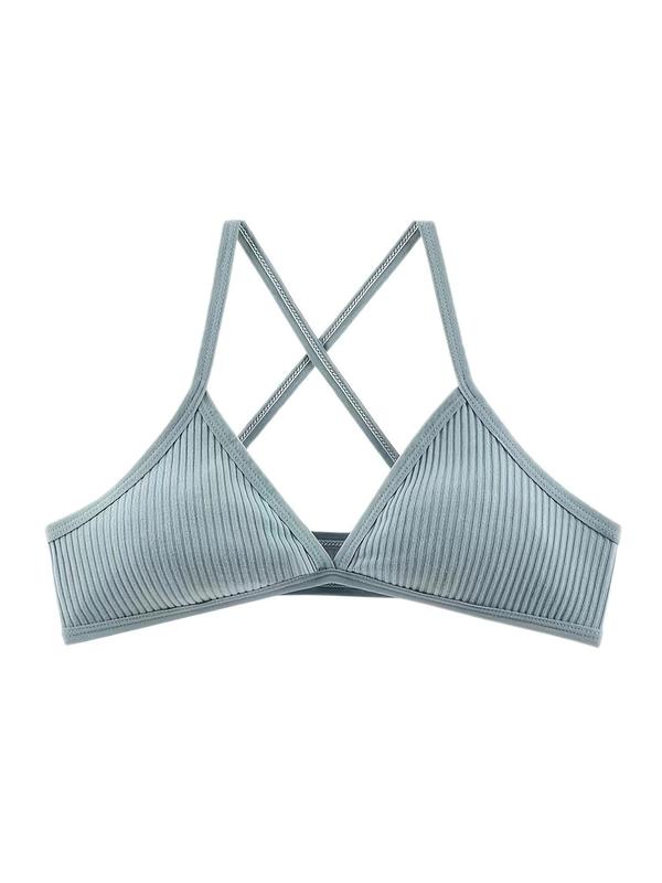 Women's Criss Cross Bralette, Solid Color Wireless Push Up Bra, Soft Comfy Breathable Lingerie Top, Lingerie for Women, Summer Bras for Women, Back To School Set, Fall Wear, Fallfreshness