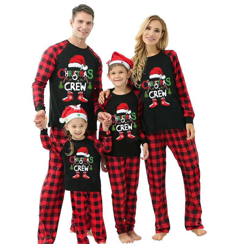 Calsunbaby Christmas Pajamas Set for Matching Family, Parent-Child Long Sleeve Deer Print T shirt Tops + Pants Set for Adults, Kid, Baby, Dog