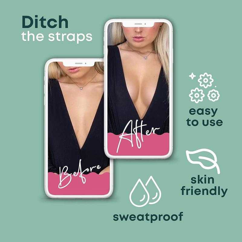 Boob Body Tape for Breast Lift | FREE pair of Nipple Covers | Body Tape for Push up & Shape | Works Great with Sticky Bra Backless Bra or Strapless Bra | Waterproof Sweat-Proof Bob Tape