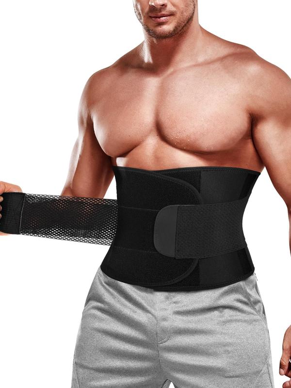 Men's Solid Velcro Waist Trainer, Casual Comfortable Breathable Waist Cincher, Tummy Control Shaper for Men