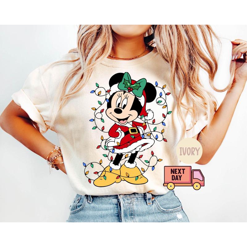 Mickkey and Minniie Mouse Couples Christmas Lights T-Shirt, Mickkey's Very Merry Xmas Party Shirt, Cartoon Holiday Gift FUAPB