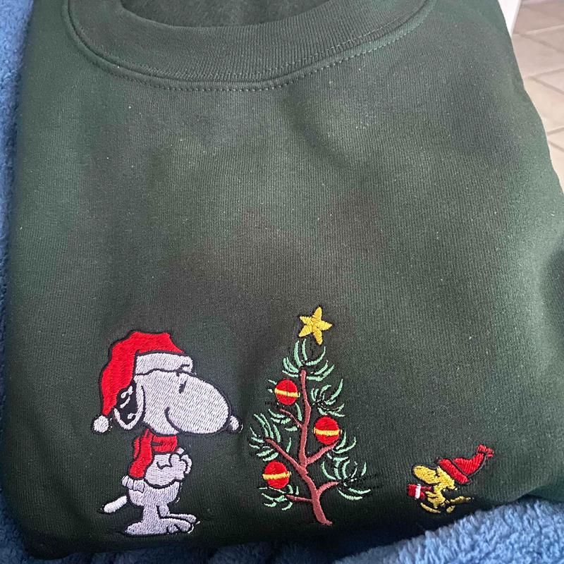 Snoopy Christmas Gratitude Embroidered Sweatshirt, Snoopy and Woodstock Christmas Crewneck, Holiday Crewneck, Family Christmas Sweatshirt