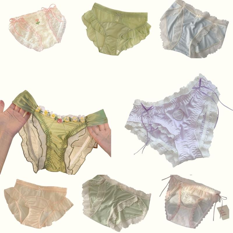 XS -XL Size Conquete vintage flower Panty Polka Dot Floral Sexy Cotton Cotton Fabric Mesh Panties Womenswear fall underwear Breathable Comfort