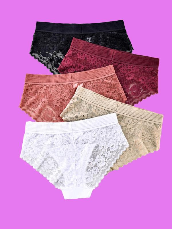  Contrast Lace Panty, Breathable Comfortable Knicker for Daily Wear, Women's Underwear for All Seasons