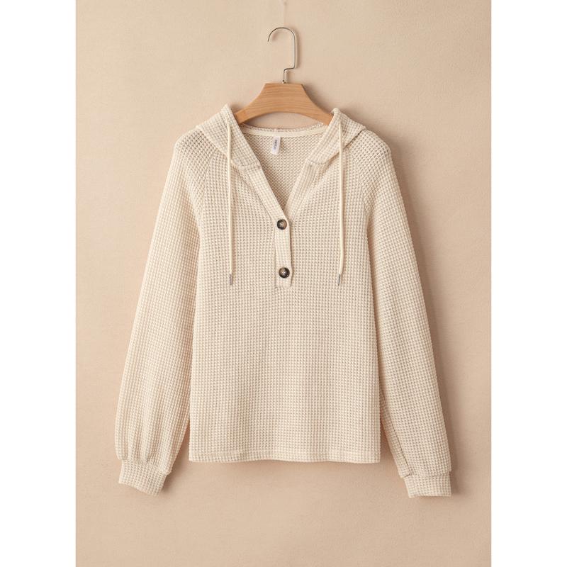 Dokotoo waffle sweatshirt for women Casual Fashion Knit Womenswear Essential Hoodie Piece Soft Style Ribbed Tops Minimalist Long Sleeve Comfort Basic