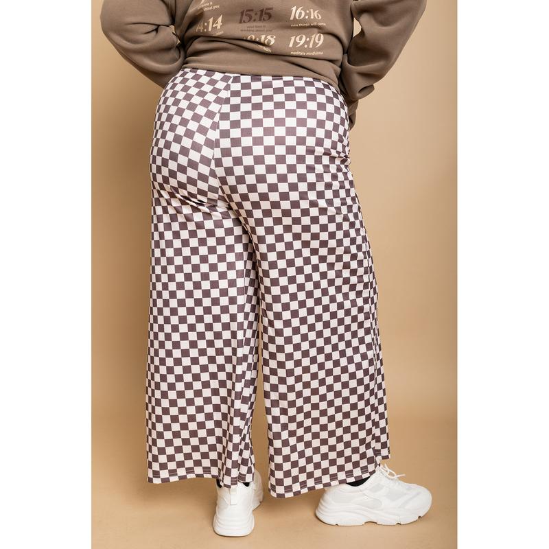 My Reputation Checkered Pants - Taupe [S-3X]