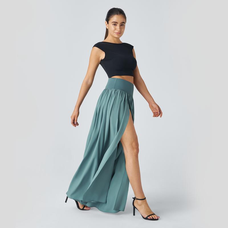 Halara Breezeful™ High Waisted Plicated Split 2-in-1 Flowy Quick Dry Maxi Casual Skirt