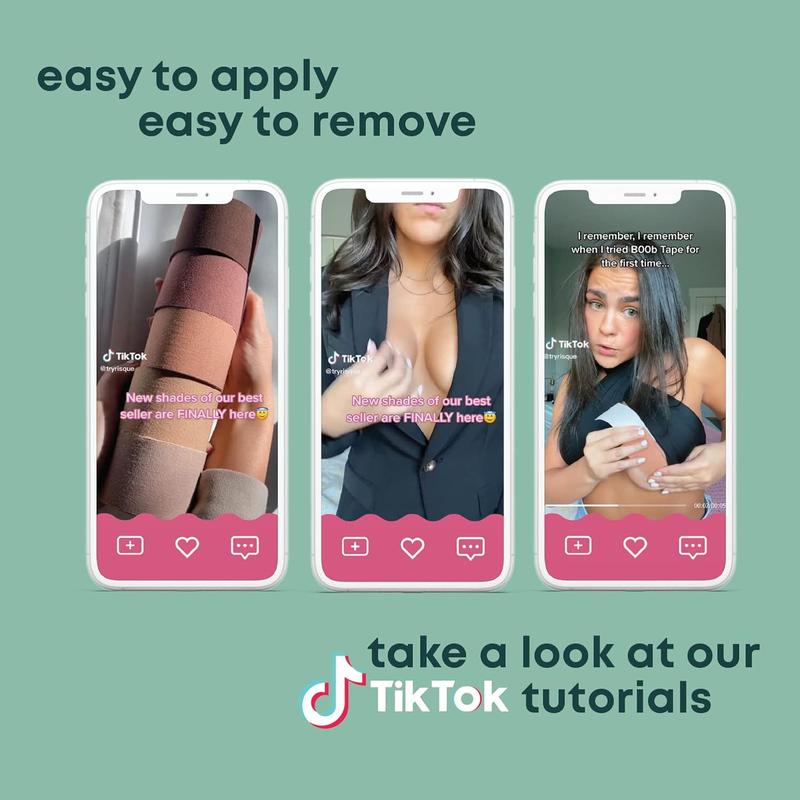 Boob Body Tape for Breast Lift | FREE pair of Nipple Covers | Body Tape for Push up & Shape | Works Great with Sticky Bra Backless Bra or Strapless Bra | Waterproof Sweat-Proof Bob Tape