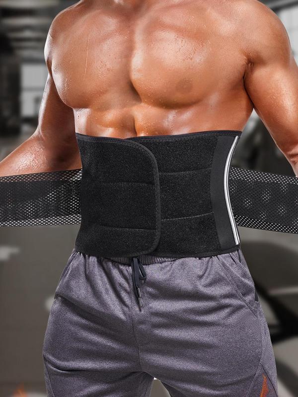 Men's Solid Velcro Waist Trainer, Casual Comfortable Breathable Waist Cincher, Tummy Control Shaper for Men