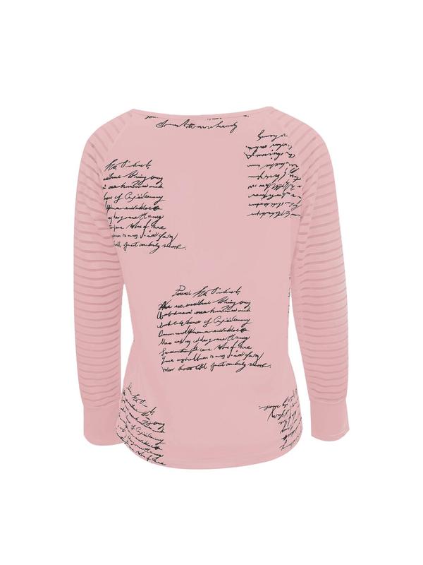 Women's Letter & Striped Print Zipper Raglan Sleeve Tee, T Shirts for Women, Casual Long Sleeve V Neck T-shirt for Spring & Fall, Summer Tops, Summer Clothes, Fashion Women's Top for Daily Wear