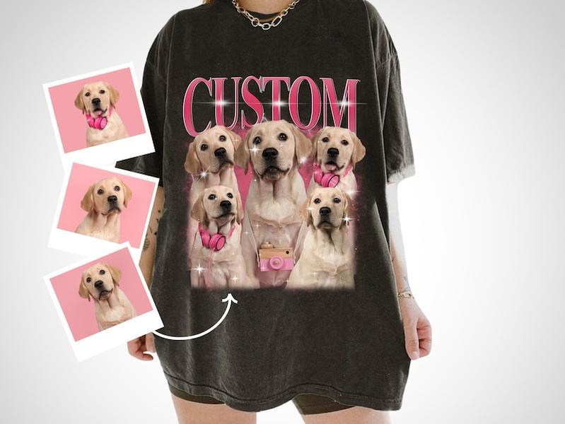 Custom Your Pet T-Shirt, Personalized Pet T-Shirt, Vintage Custom Dog Shirt, Custom Photo Shirt, Pet Photo Shirt, Ideal for Pet Lovers, HL135