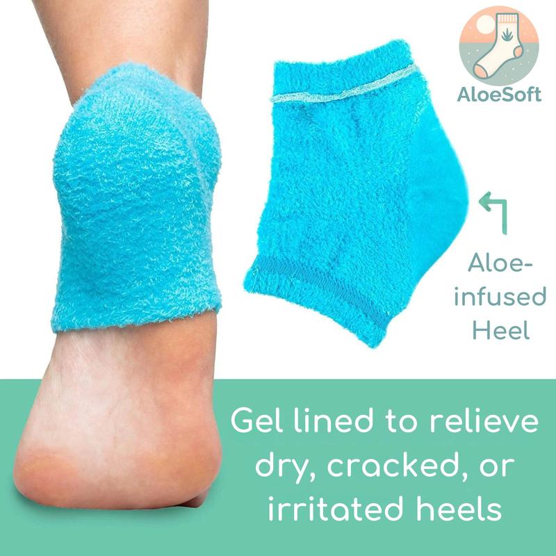 AloeSoft Moisturizing Aloe Heel Socks - Ideal for Hydrating Dry Cracked Feet - Overnight Foot Care - Womenswear Everyday - Underwear Minimalist