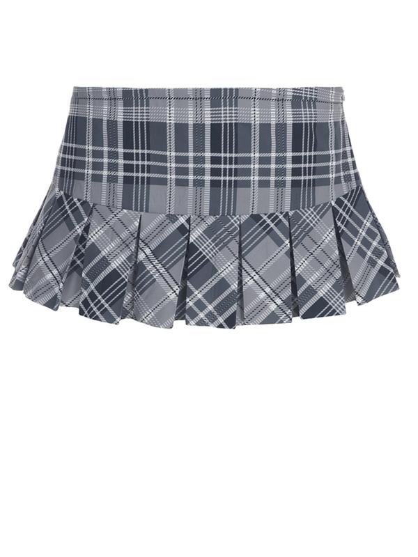 Women's Plaid Print Pleated Skirt, Casual Fashion Mini Skirt for Daily Outdoor Wear, Women's Bottoms for Fall & Winter