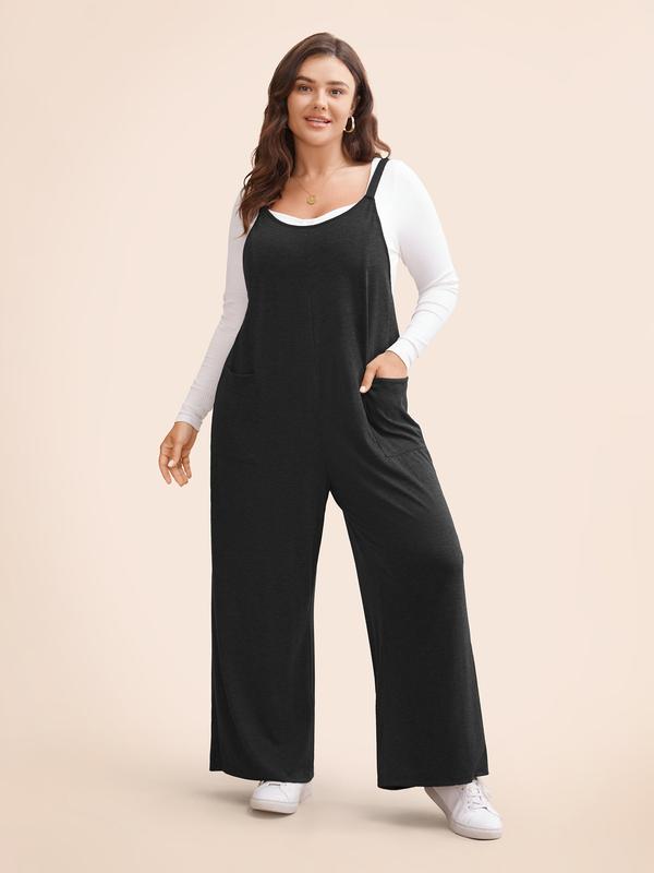 BloomChic Supersoft Essentials Solid Patched Pocket Overall Cami Jumpsuit