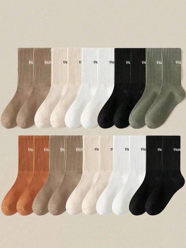 Women's Letter Print Crew Socks, Casual Moisture Wicking Socks, Socks for Women, Soft Comfy Breathable Socks for All Seasons Daily Wear, Girly Clothing