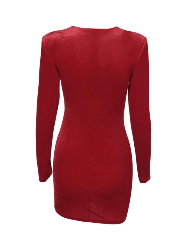 Women's Velvet Bodycon Dress, Long Sleeve Dress for Party Club Dating Wear, Women's Clothing for All Seasons