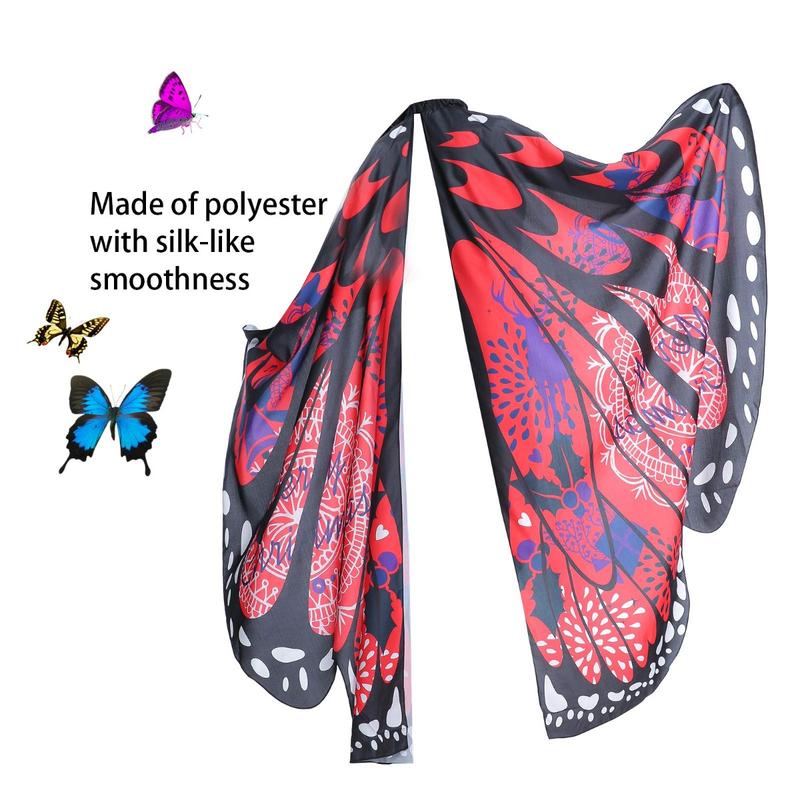 AWAYTR Halloween Butterfly Wings Shawl for Womens Fairy Cape Lady Costume Dress Up with 2 Hair Clips  Womenswear Accessories