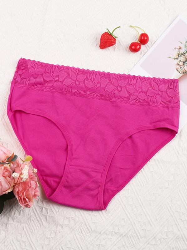 Women's Contrast Lace Panty, Soft Comfy Breathable Knicker for Daily Wear, Underwear for All Seasons