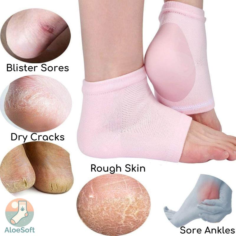 AloeSoft Moisturizing Aloe Heel Socks - Ideal for Hydrating Dry Cracked Feet - Overnight Foot Care - Womenswear Everyday - Underwear Minimalist