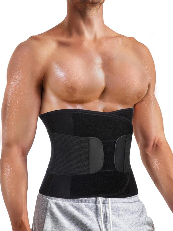 Men's Solid Velcro Waist Trainer, Casual Comfortable Breathable Waist Cincher, Tummy Control Shaper for Men