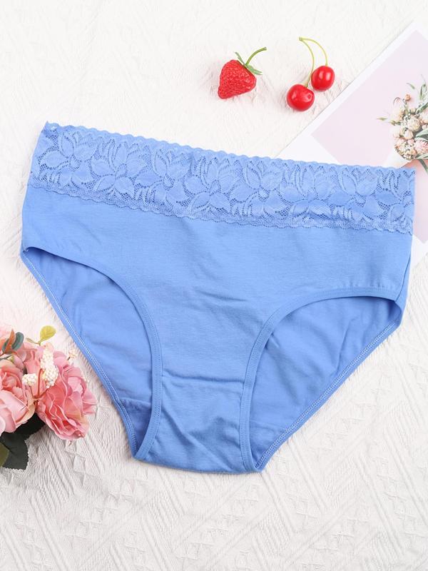 Women's Contrast Lace Panty, Soft Comfy Breathable Knicker for Daily Wear, Underwear for All Seasons