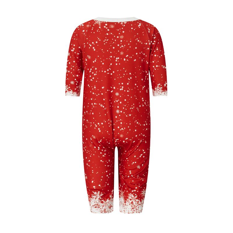 Red Christmas Family Pajamas Matching Set Letter Santa Hat Print Long Sleeve Tops and Elk Print Pants Sleepwear