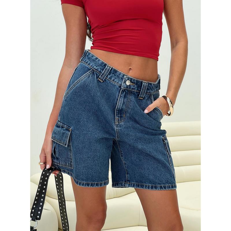 Mika Carpenter Denim Shorts Mid Wash