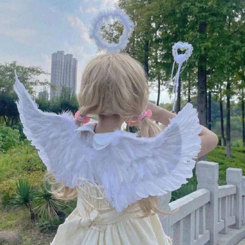 2pcs Set Angel & Devil Feather Wings Headband Party Costume Props For Carnival, Festival, Masquerade halloween